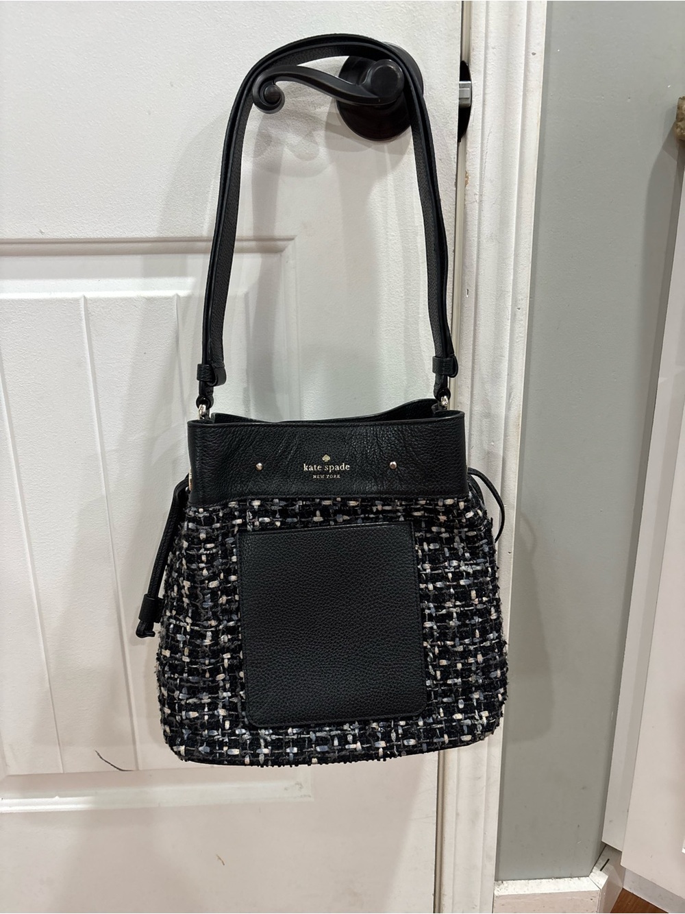 Kate Spade Marti Tweed Large Crossbody Convertible Bucket Bag